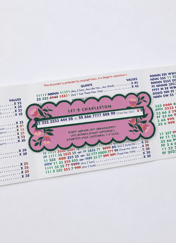 Girl Tribe - Mahjong Line Finder Tool For Standard and Large Size Nmjl Cards - Pink