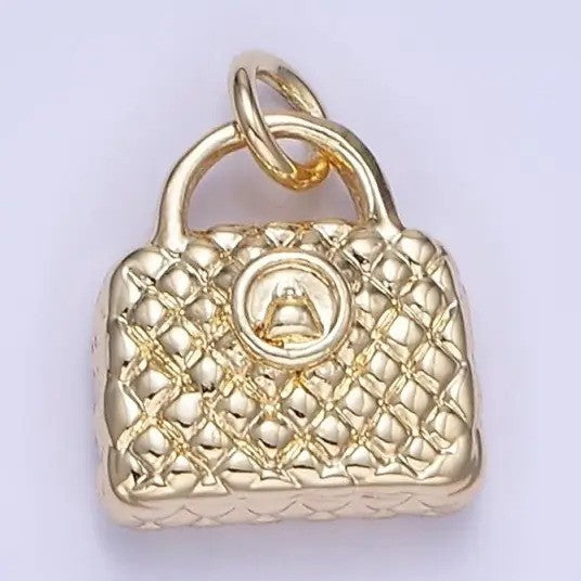 14K Gold Filled Quilted Handbag Purse Puffed Mini Charm