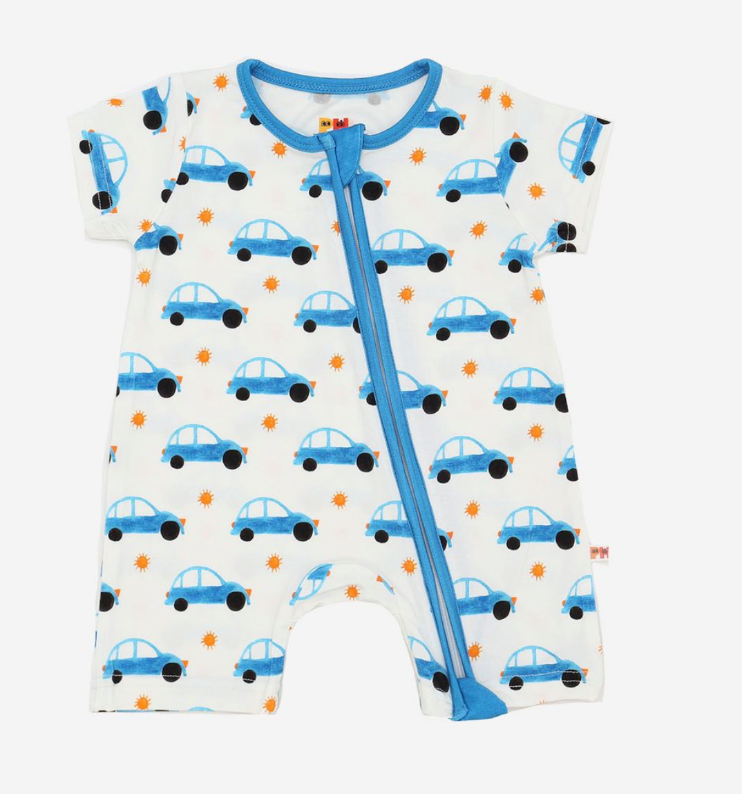 Petite Hailey Bamboo Car Zipper Romper