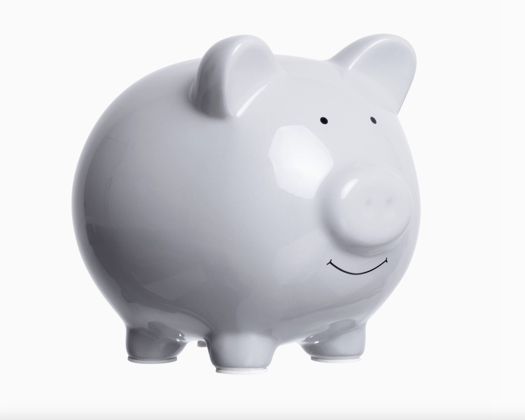 Pearhead Grey Ceramic Piggy Bank
