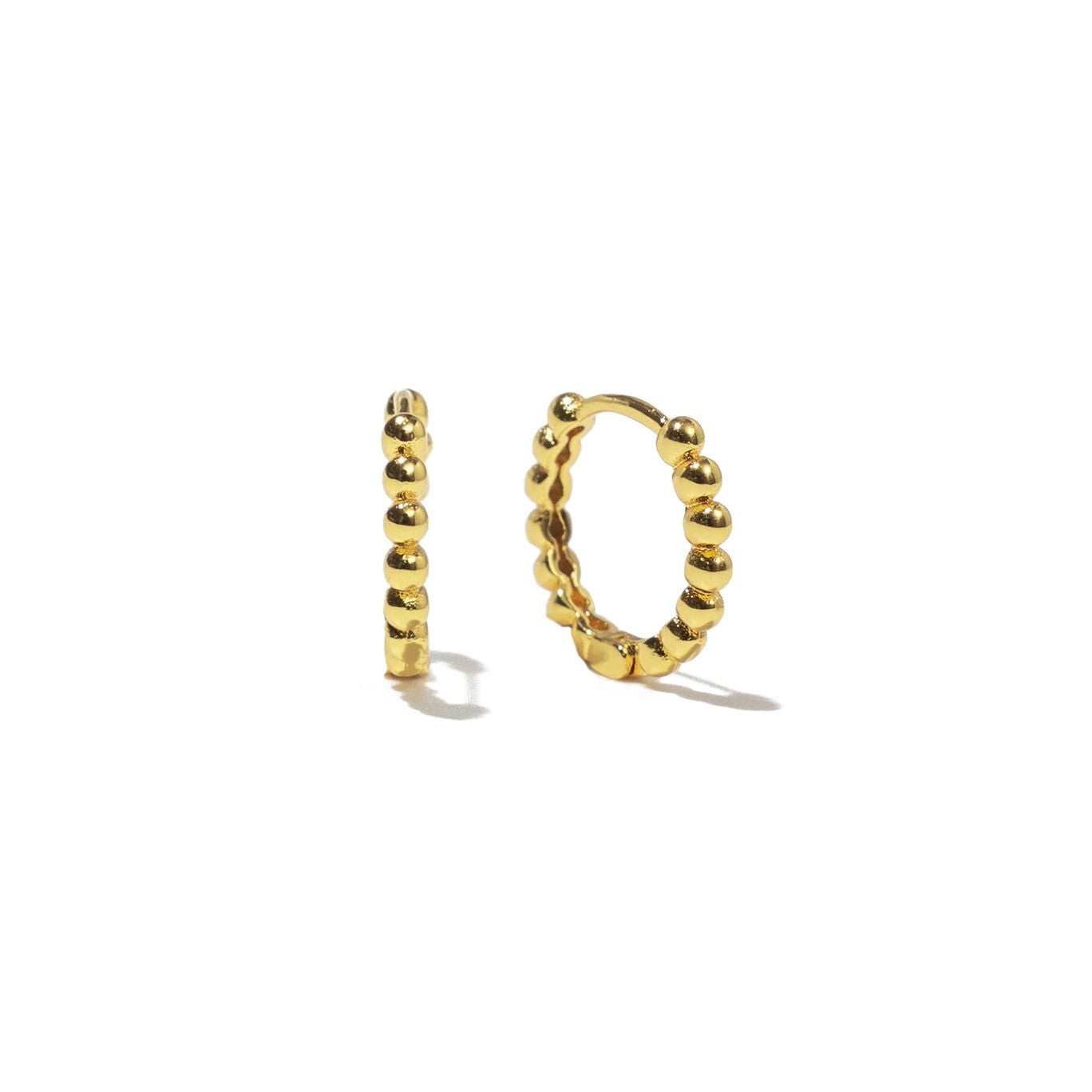 Brenda Grands 18K Gold Dainty Beaded Hoops