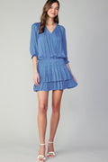 Current Air Pleated Mini Dress in Dusty Blue