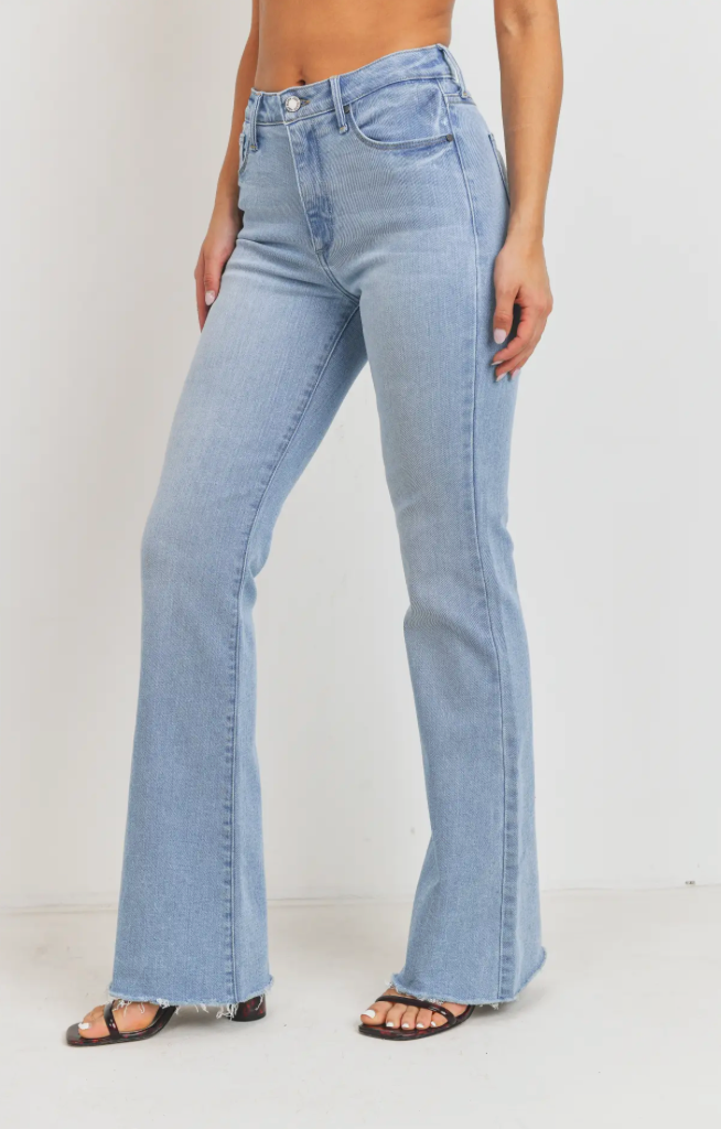 Just Black Denim Light High Rise Scissor Cut Flare