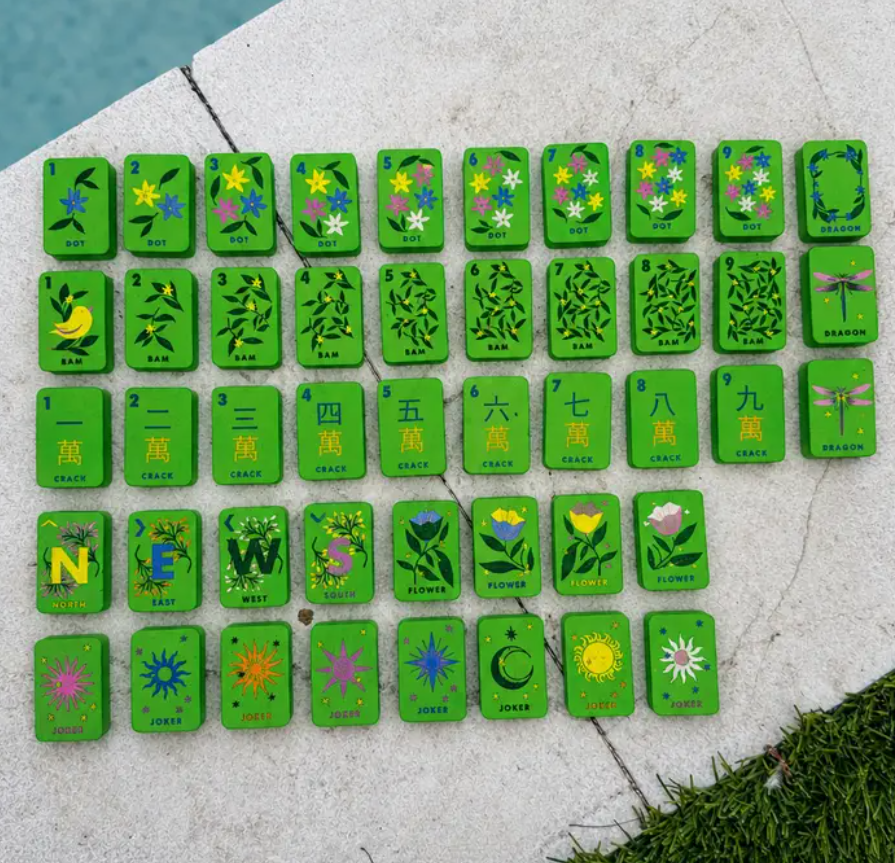 Girl Tribe - Floating Mahjong Tiles in Bright Green For the Pool