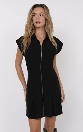Most Wanted Zip Front Mini Dress Black