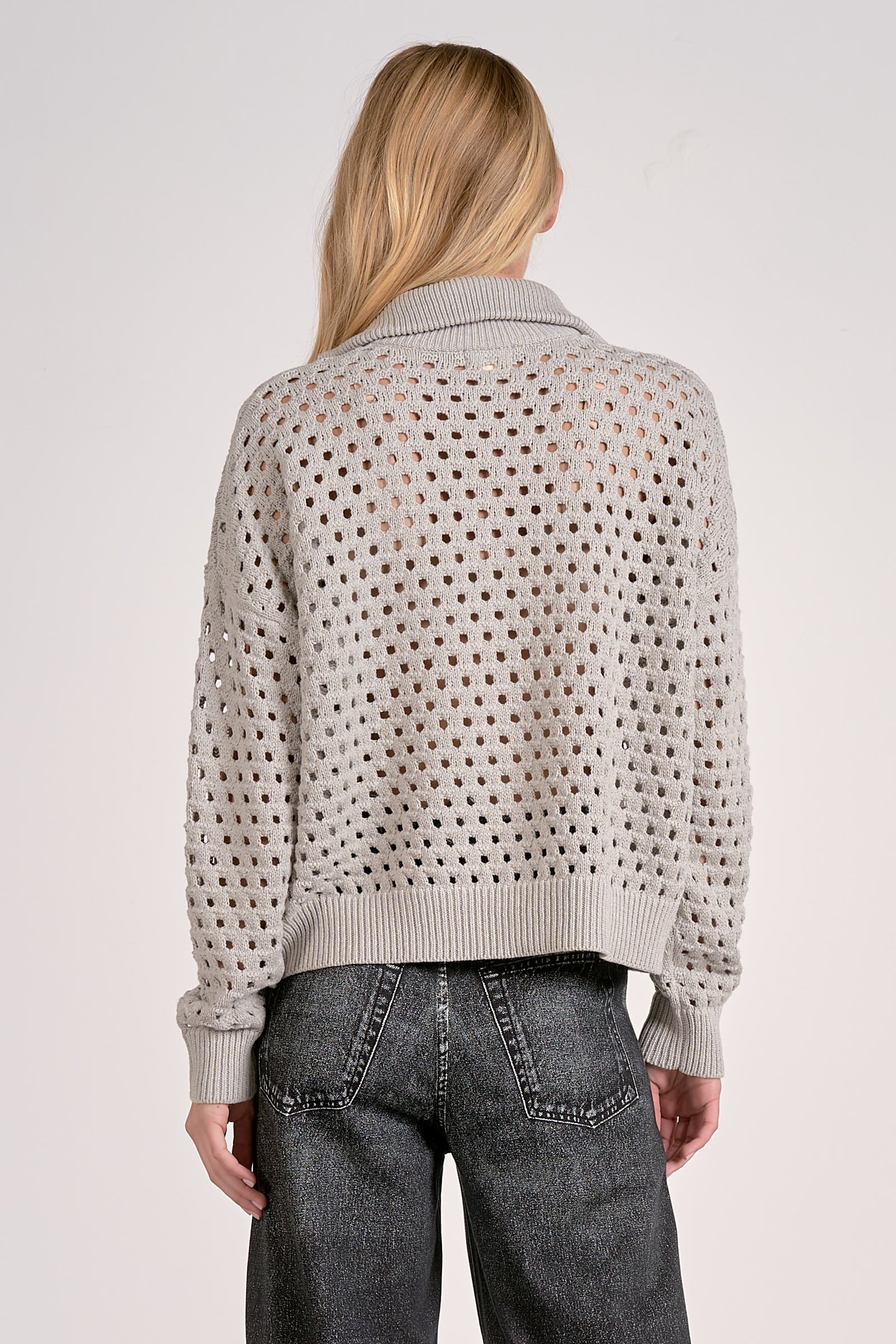 Elan Zip Collared Knit Sweater