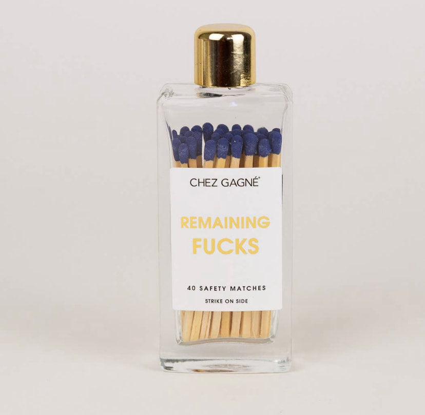 Chez Gagne Remaining Fucks Glass Bottle Matches