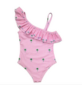 Bermies Pink Palm Stripes Girls One Piece