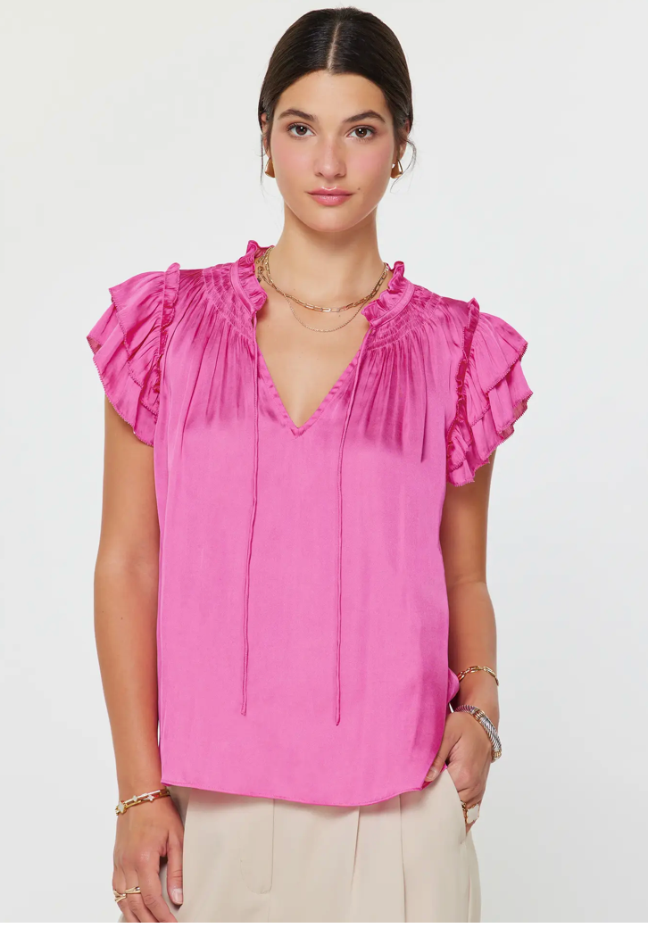 Current Air Ruffled Short Sleeve Blouse