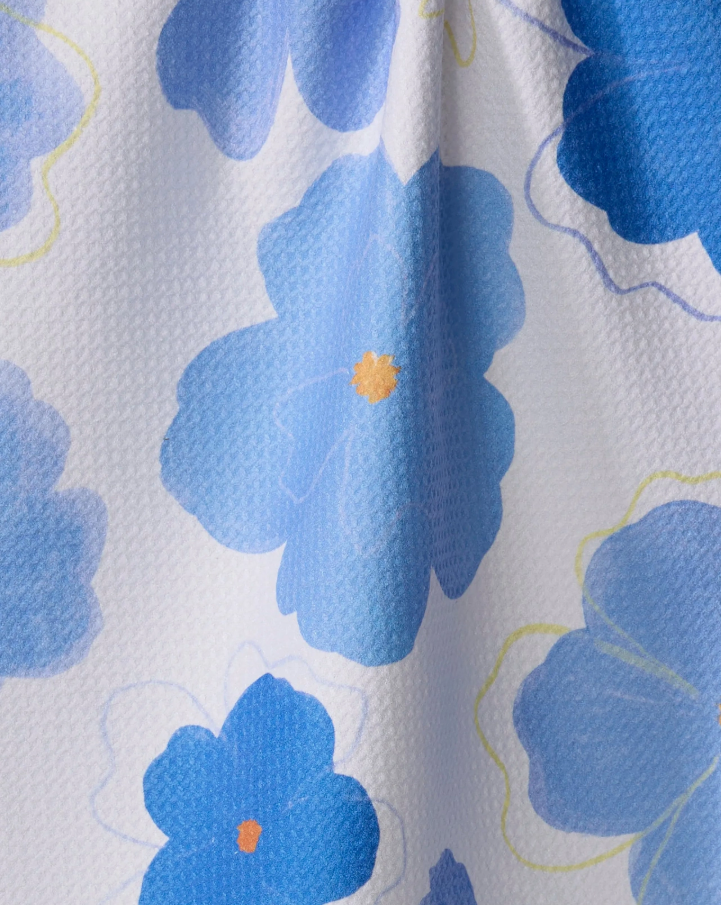 Geometry - Blue Blossoms Tea Towel