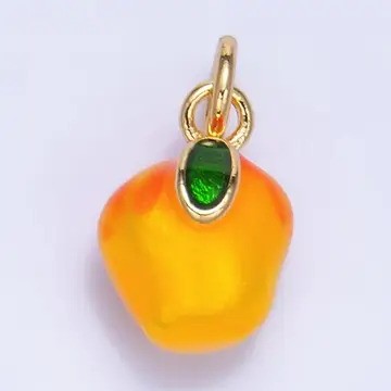 24K Gold Filled Orange Tangerine Fruit Enamel Mini Multidimensional