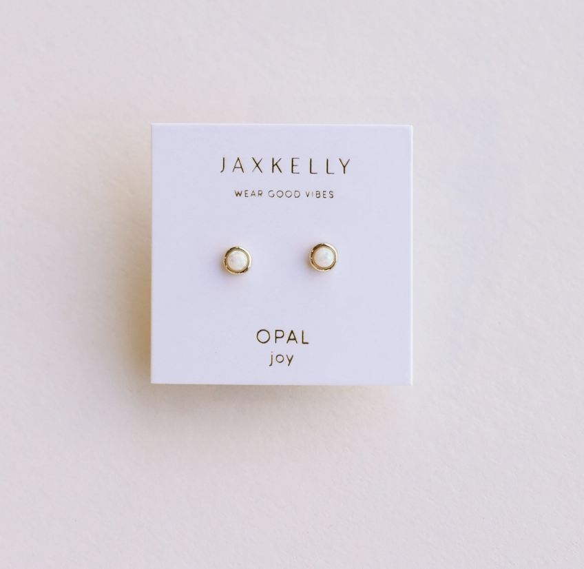 JaxKelly White Opal Simple Stud Earring