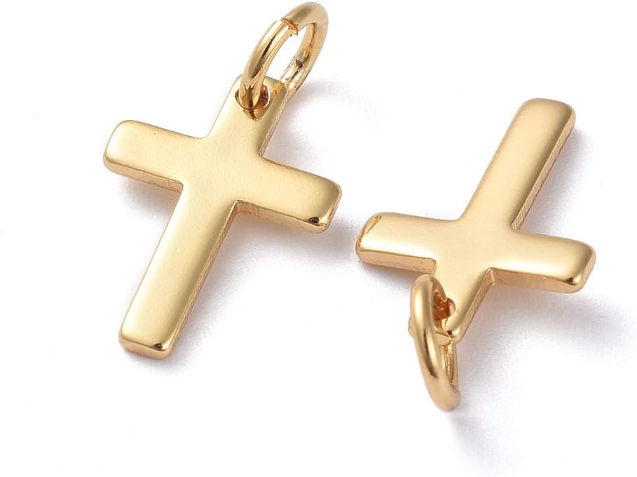 Real Gold Plated Cross Charms Brass