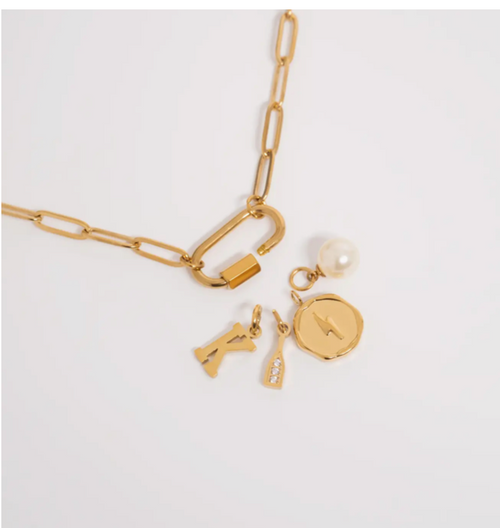 18K Gold Paperclip Carabiner Necklace
