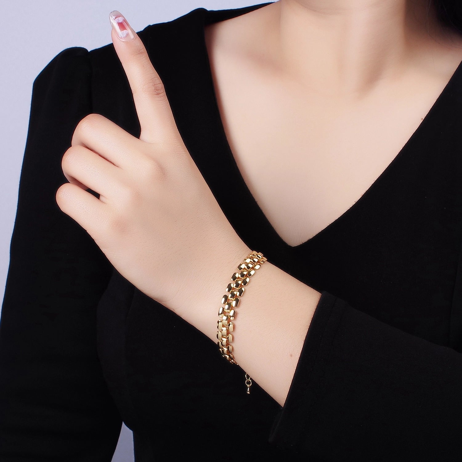 Aim Eternal 14K Gold Filled 9.3mm Panther Chain Bracelet W. Extend