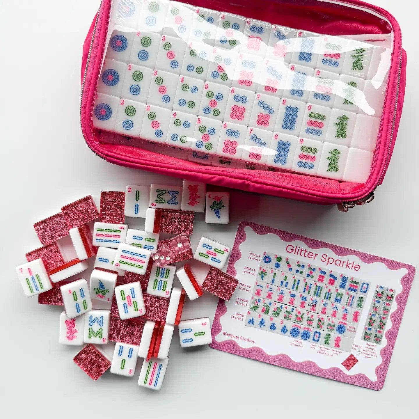Glitter Sparkle - Mahjong Tiles – American Mahjong Tile Set (166 Tiles) Pink