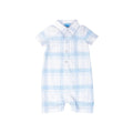 Ruggedbutts Baby Boys Light Blue Windowpane Button-Up Romper