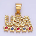 24K Gold Filled Cz Enamel Stars USA Patriotic 4th of July