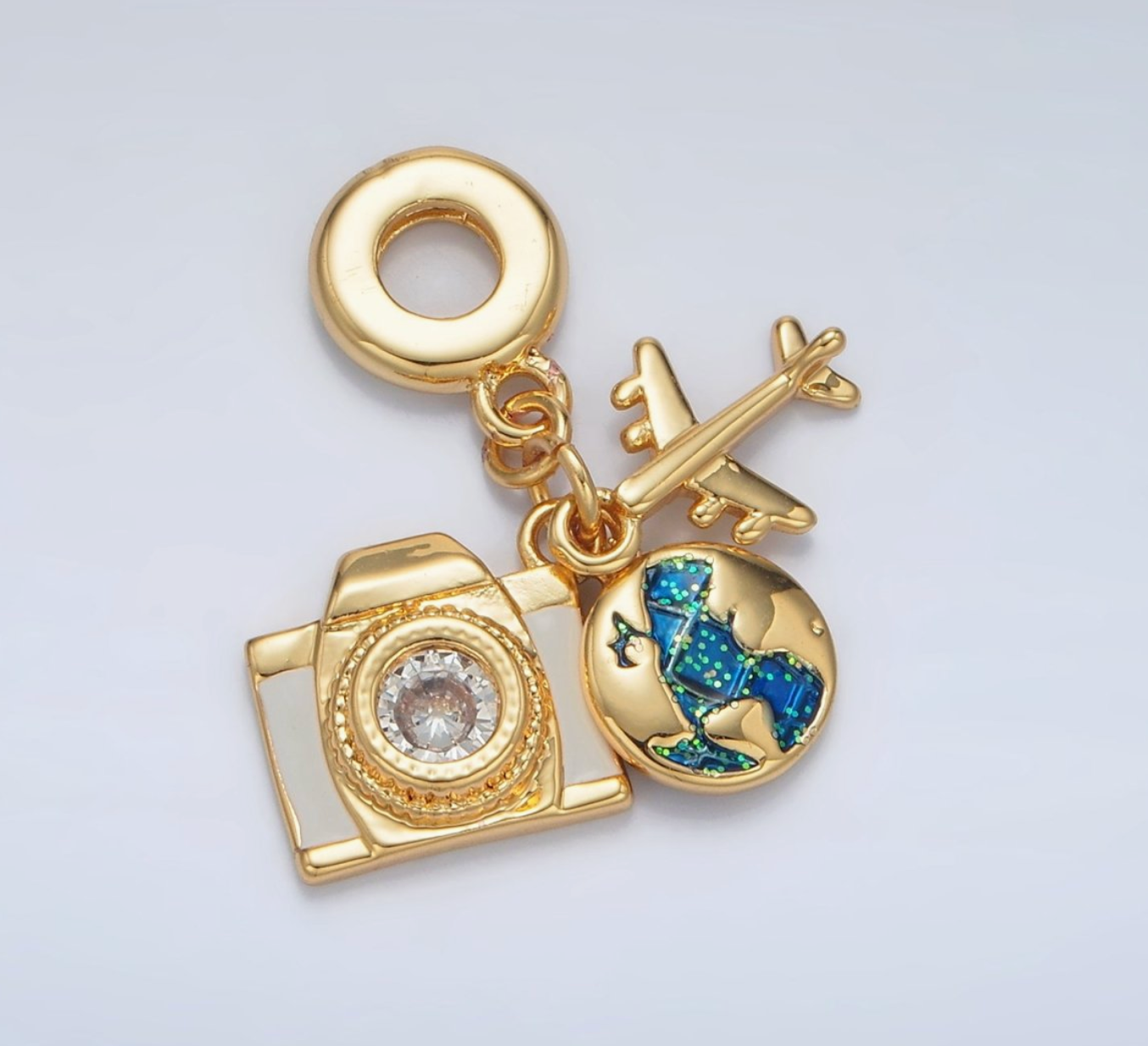 Camera Globe Airplane Travel Drop Pendant