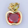 24K Gold Filled Red Cz Apple Fruit Bezel Mini Charm