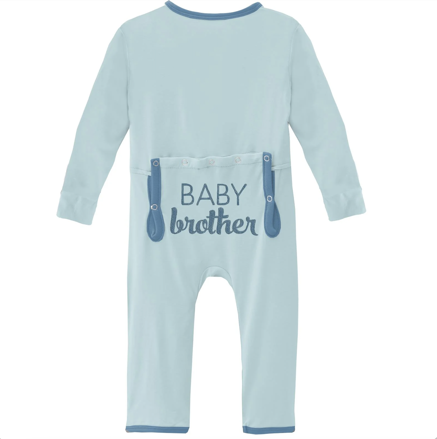KicKee Pants Spring Sky Baby Brother Applique Coverall