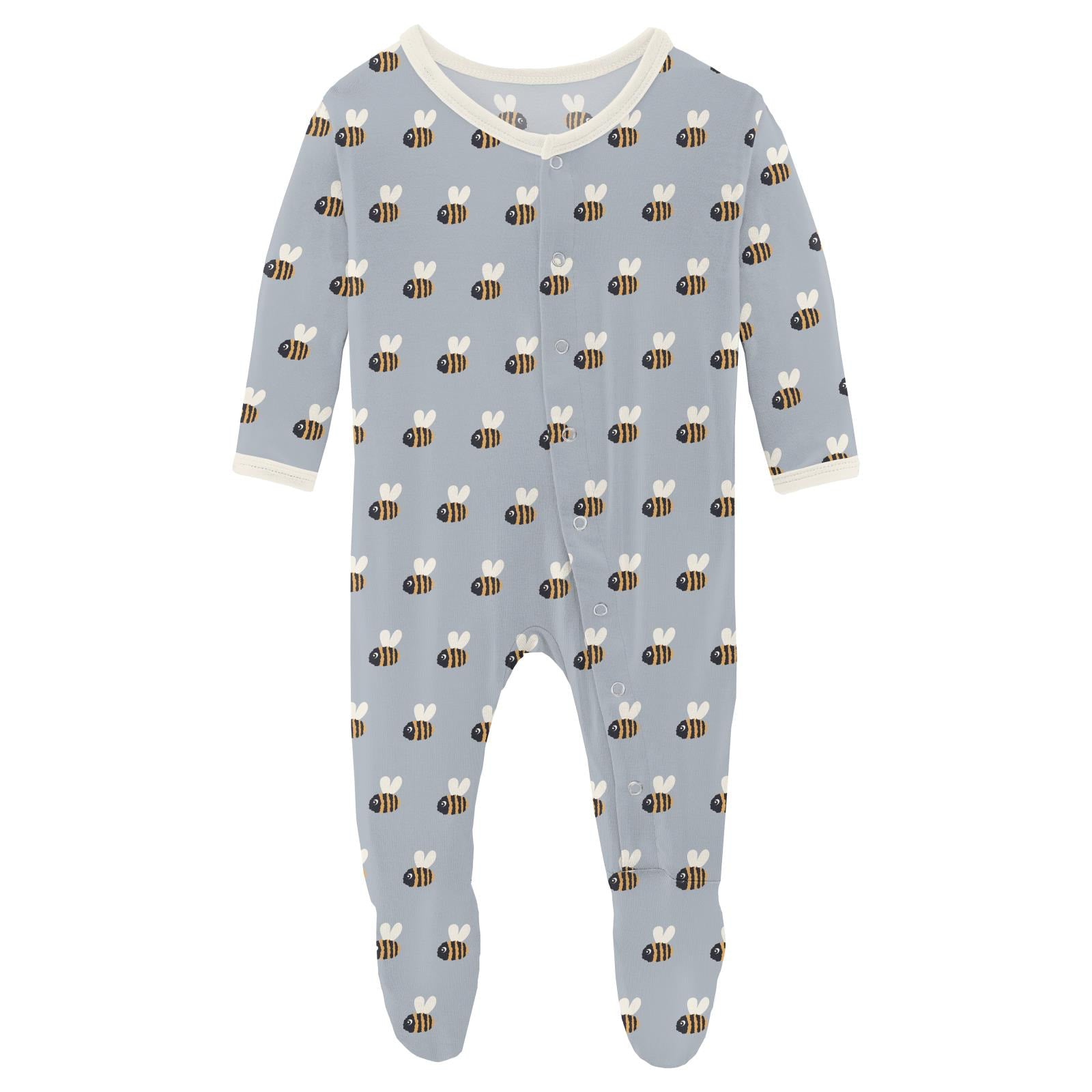 KicKee Pants Pearl Blue Baby Bumblebee Footie