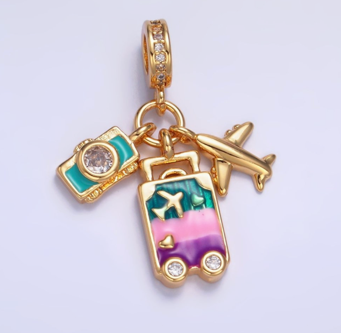 Suitcase Camera Airplane Travel Drop Pendant