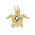 Gold Cz Sea Turtle Charm