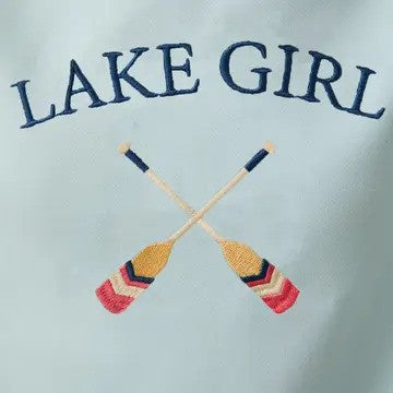 Round Neck Lake Gril Graphic Embroidered Sweatshirt
