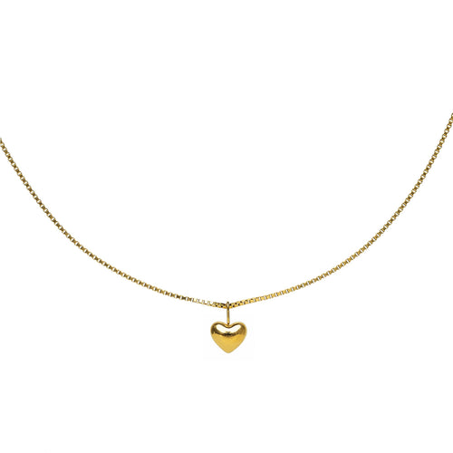 Brenda Grands Gold Puffy Heart Necklace