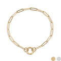 18K Gold Stainless Steel Paperclip Charm Keeper Bracelet