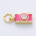 16K Gold Filled 12mm Pink Film Retro Digital Camera 3D Multidimensional Charm