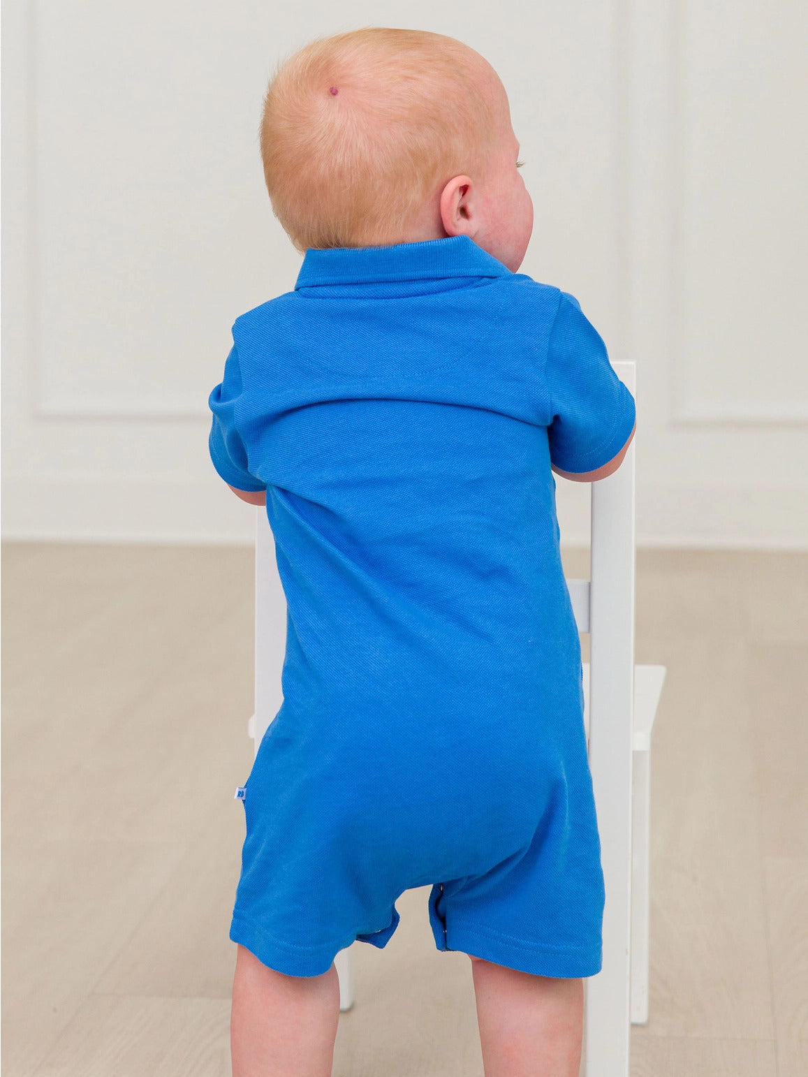 Baby Boys Sonic Blue Pique Polo Romper