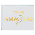 Chez Gagne You are Amazing Lightning Bolt Paper Clip Letterpress Card