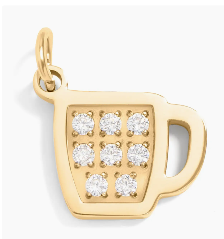 18K Gold Pvd Stainless Steel Coffee Cup Charm