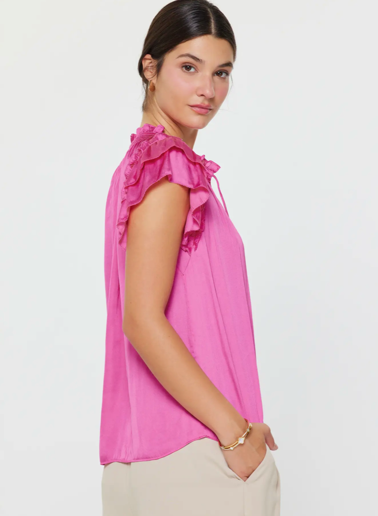Current Air Ruffled Short Sleeve Blouse