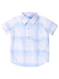 Ruggedbutts Boys Light Blue Windowpane Short Sleeve Shirt