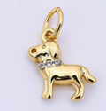 24K Gold Filled 13.5mm Micro Paved Cz 3D Cute Dog Animal Charm