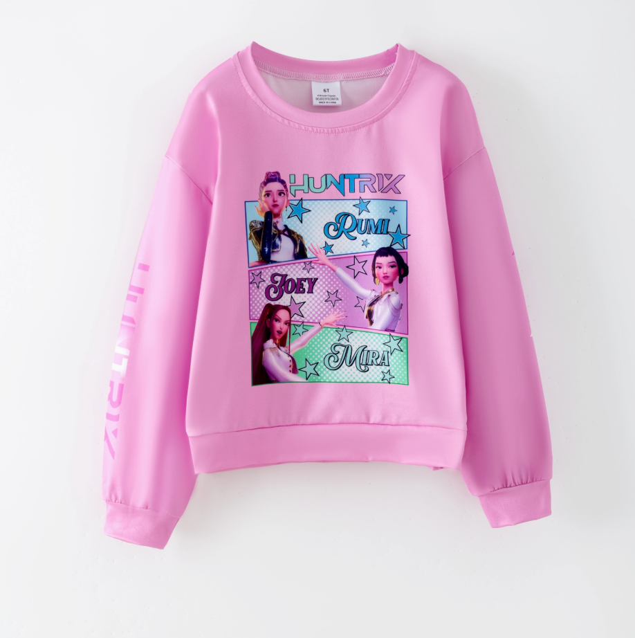 Auraquise - Girls Spring K-Pop Demon Hunter Print Sweatshirt Collection