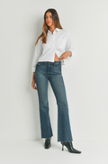 Just Black Denim Dark Denim High Rise Scissor Cut Flare Jean