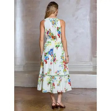 Current Air Floral Printed Halter-Neck Midi Dress