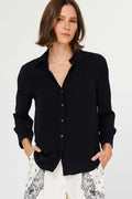 Current Air 3/4 Sleeve Button Down Shirt Black