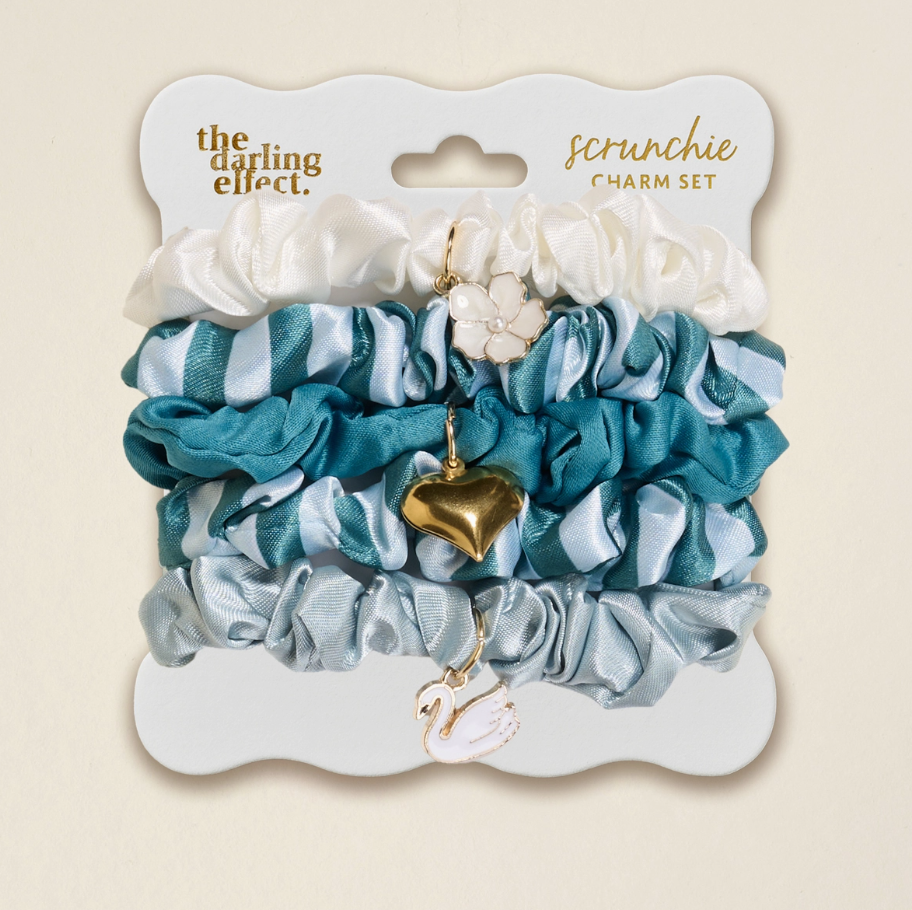 The Darling Effect - Scrunchie Charm Set–Sicily Stripes Teal