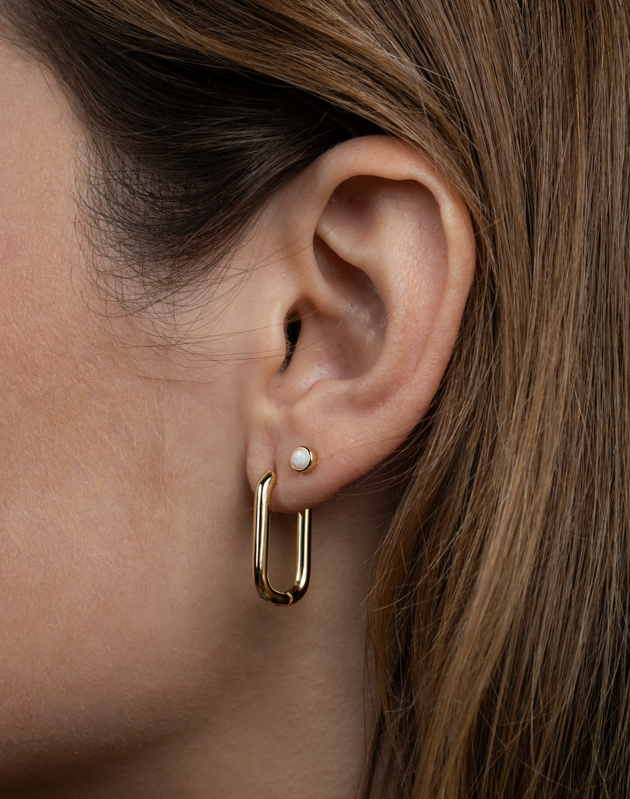 JaxKelly White Opal Simple Stud Earring