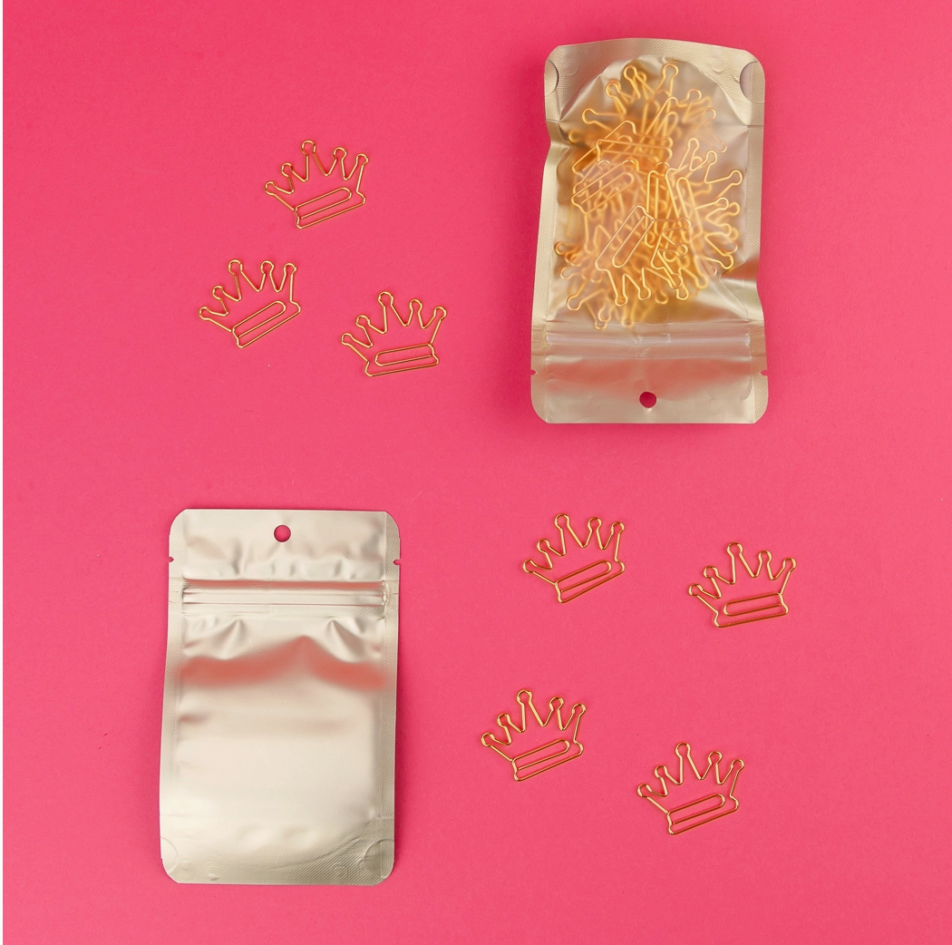 Chez Gagne- Crown - Unique Gold Plated Paper Clips - Pack of 25