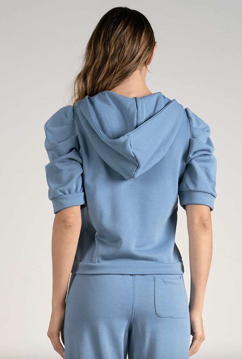 Elan Hooded French Terry Top in Cobalt