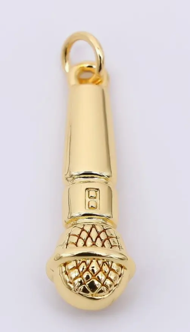 24K Gold Filled 24mm Karaoke Sing-A-Long Microphone Charm