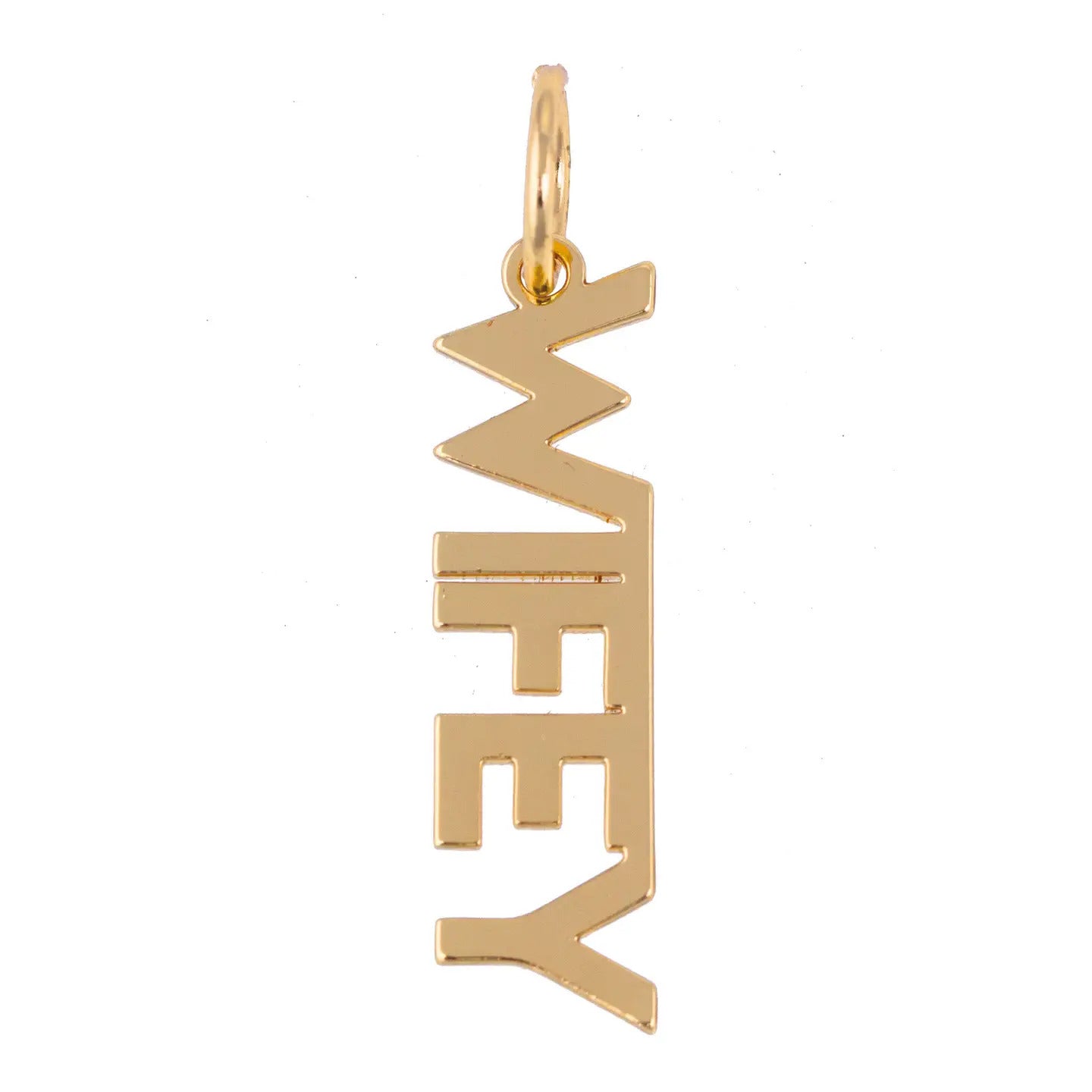 "Wifey" Block Letter Charm in Shiny Gold