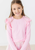 Mila & Rose Bubblegum Pink Long Sleeve Ruffle Tee