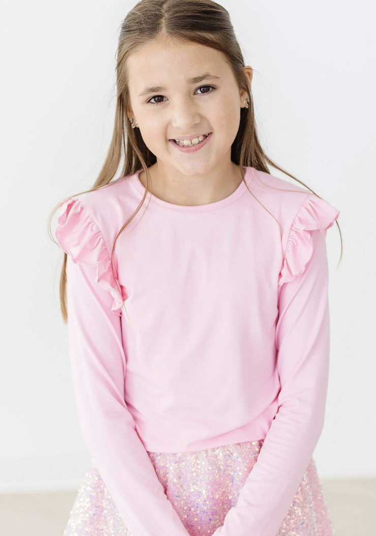 Mila & Rose Bubblegum Pink Long Sleeve Ruffle Tee